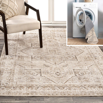 Koda Vintage Native American Medallion Machine-washable Area Rug